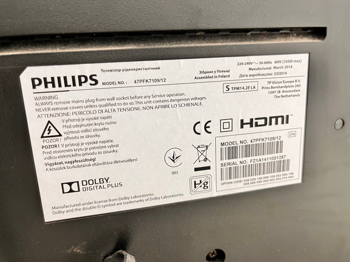 TV Philips 47 pulgadas