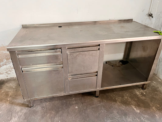 Mesa inox con cajones 170x75x85